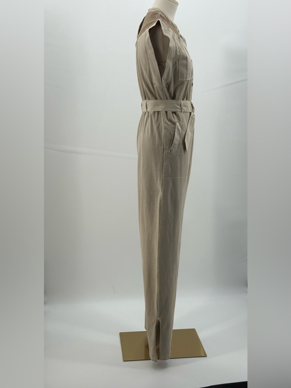 Gray State Indya Utility Jumpsuit Belted Wide-Leg Slit at Hemline Size 0 - Picture 10 of 14